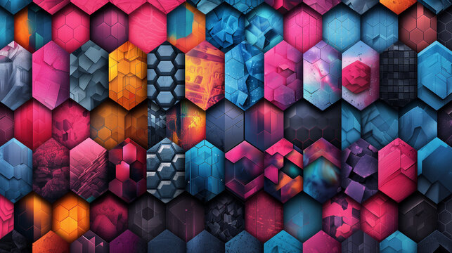 Abstract blue background with a seamless pattern of 3D cubes,Colorful Geometric Triangle Mosaic Texture Art
