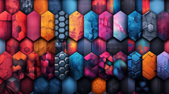 Abstract blue background with a seamless pattern of 3D cubes,Colorful Geometric Triangle Mosaic Texture Art