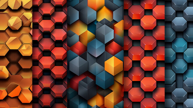 Abstract blue background with a seamless pattern of 3D cubes,Colorful Geometric Triangle Mosaic Texture Art
