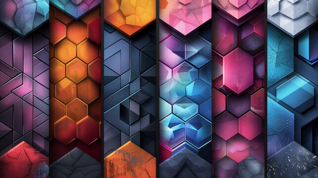 Abstract blue background with a seamless pattern of 3D cubes,Colorful Geometric Triangle Mosaic Texture Art