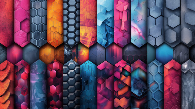 Abstract blue background with a seamless pattern of 3D cubes,Colorful Geometric Triangle Mosaic Texture Art