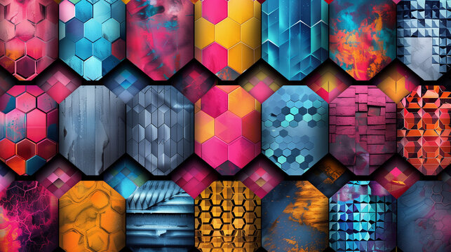 Abstract blue background with a seamless pattern of 3D cubes,Colorful Geometric Triangle Mosaic Texture Art