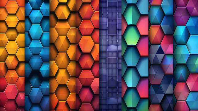 Abstract blue background with a seamless pattern of 3D cubes,Colorful Geometric Triangle Mosaic Texture Art