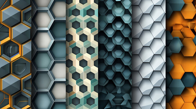 Abstract blue background with a seamless pattern of 3D cubes,Colorful Geometric Triangle Mosaic Texture Art