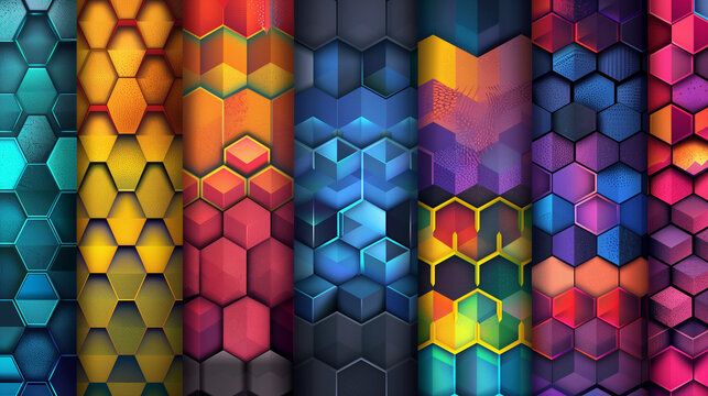 Abstract blue background with a seamless pattern of 3D cubes,Colorful Geometric Triangle Mosaic Texture Art