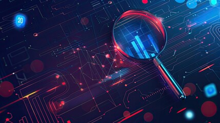 Poster - a computer screen with a magnifying glass on it