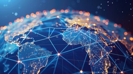 Poster - A blue and white globe with a network of lines connecting it
