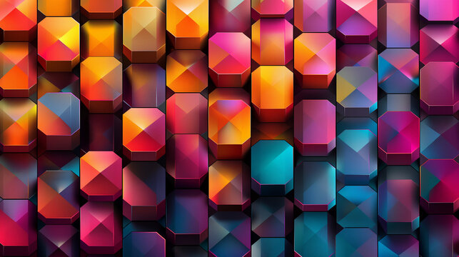 Abstract blue background with a seamless pattern of 3D cubes,Colorful Geometric Triangle Mosaic Texture Art