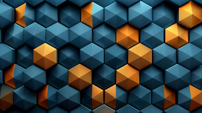 Abstract blue background with a seamless pattern of 3D cubes,Colorful Geometric Triangle Mosaic Texture Art