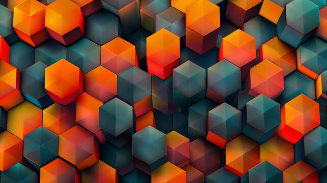 Abstract blue background with a seamless pattern of 3D cubes,Colorful Geometric Triangle Mosaic Texture Art
