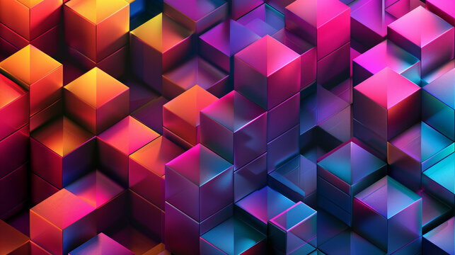 Abstract blue background with a seamless pattern of 3D cubes,Colorful Geometric Triangle Mosaic Texture Art