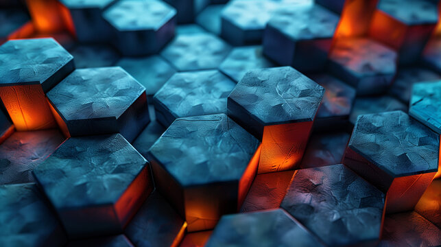 Abstract blue background with a seamless pattern of 3D cubes,Colorful Geometric Triangle Mosaic Texture Art