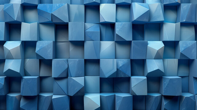 Abstract blue background with a seamless pattern of 3D cubes,Colorful Geometric Triangle Mosaic Texture Art