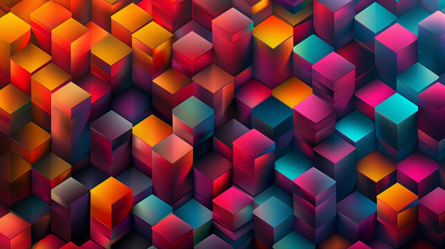 Abstract blue background with a seamless pattern of 3D cubes,Colorful Geometric Triangle Mosaic Texture Art