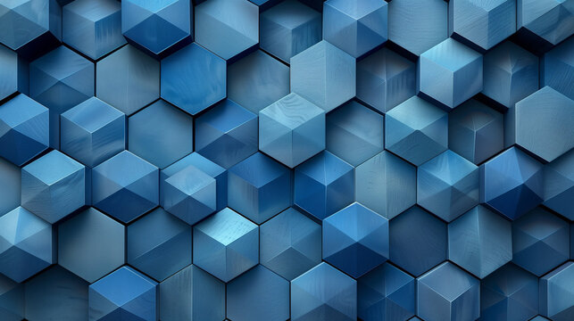 Abstract blue background with a seamless pattern of 3D cubes,Colorful Geometric Triangle Mosaic Texture Art