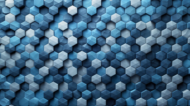 Abstract blue background with a seamless pattern of 3D cubes,Colorful Geometric Triangle Mosaic Texture Art