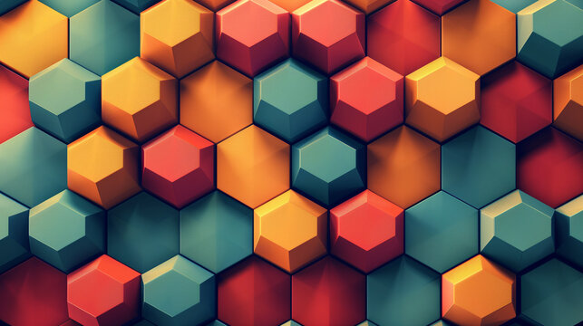 Abstract blue background with a seamless pattern of 3D cubes,Colorful Geometric Triangle Mosaic Texture Art