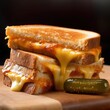 grilled sandwich with melted cheese oozing 