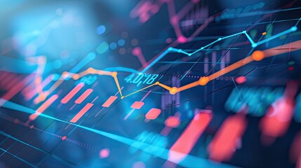 Poster - A colorful graph with red, orange and blue lines