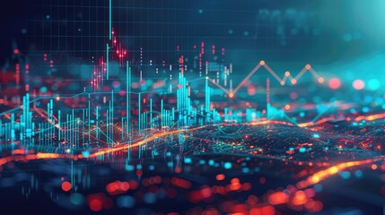 Poster - A colorful, abstract image of a cityscape with a lot of lines and dots