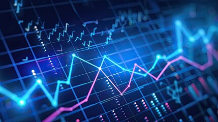 Poster - A graph with a blue background and red and pink lines