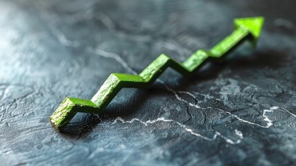 Poster - A green arrow pointing upwards on a grey surface