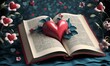 wallpaper representing an open book with hearts and flowers. The whole thing is very romantic and decorative
