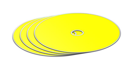 CD or DVD blank template yellow for presentation layouts and design. 3D rendering.