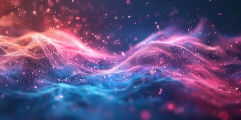 Wall Mural - a colorful, swirling line of light and dark blue and pink