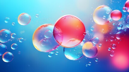 Wall Mural - abstract pc desktop wallpaper background with flying bubbles on a colorful background.