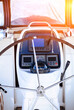 Steering wheel and navigation system of yacht close-up