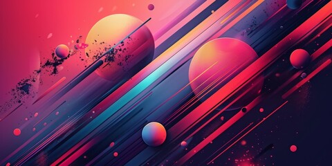 Wall Mural - A colorful space background with two planets and a lot of stars