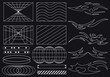 © Moonberry_Studio - Cyber neo futuristic grids, and elements, retro collection. Cyberpunk retro futurism set. Retrofuturistic y2k design elements. Minimalist geometric elements. Linear form