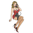 Pin-Up girl vintage label colorful