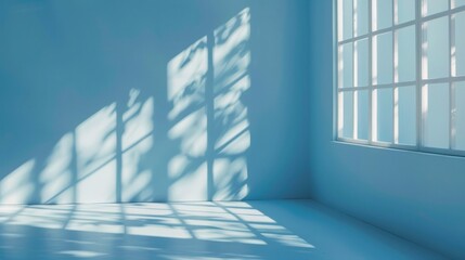 Poster - A room with a window and a blue wall