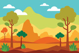Fototapeta Dinusie - Desert forest landscape at daytime vector design