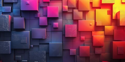 Wall Mural - A colorful background of squares with a blue square in the middle