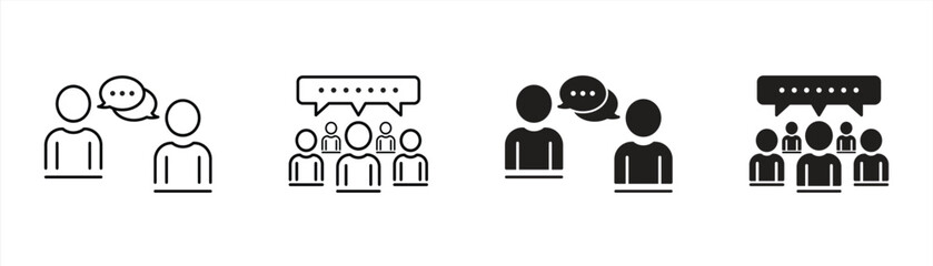 Poster - people talking icon set. meeting icon line and flat style symbol sign, vector illustration