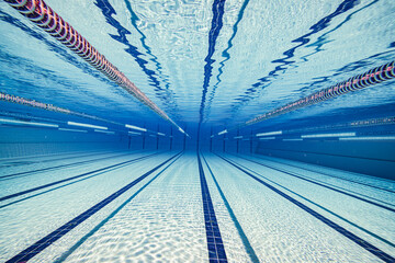 Wall Mural - Sport & Recreation: Olympic Swimming pool under water background.