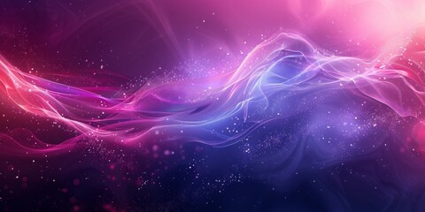 Wall Mural - A purple and blue wave of light with a lot of sparkles