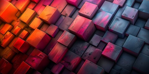 Wall Mural - A colorful image of blocks with a red and black background