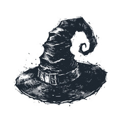 Poster - The magician hat. Black white vector illustration.