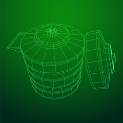 Wall Mural - Anti-tank land mine. Army explosive weapon. Military object. Vector illustration. Wireframe low poly mesh vector illustration