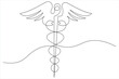 © Shemol - Continuous single line art drawing of caduceus as a symbol of medicine outline vector