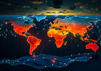 Poster - Global Supply Chain Software Interface: Futuristic Logistics Dashboard, Real-Time Tracking, Analytics Visualizations on Sci-Fi Style Displays