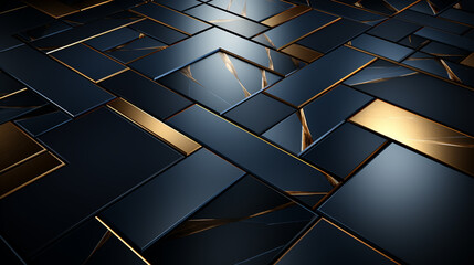 Wall Mural - Abstract blue and gold waved shapes background