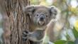 Embrace the cuteness of a koala clinging to a eucalyptus tree in this adorable 4K wallpaper. Its big eyes and fluffy fur will melt your heart.