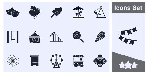 Canvas Print - Amusement Park icon set symbol collection, logo isolated vector illustration