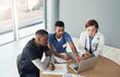 © peopleimages.com - People, nurse and teamwork in meeting with laptop, planning or research on cancer in genetic mutation. Healthcare group, doctors and medical leadership of online results or progress in clinical trial