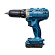 © Afaq - A blue power drill with battery and handle, white background